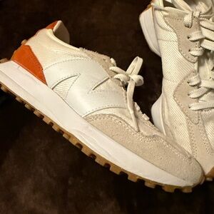 New Balance White and Orange Athletic Shoes